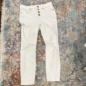 LC Lauren Conrad High Rise White Jeans distressed!